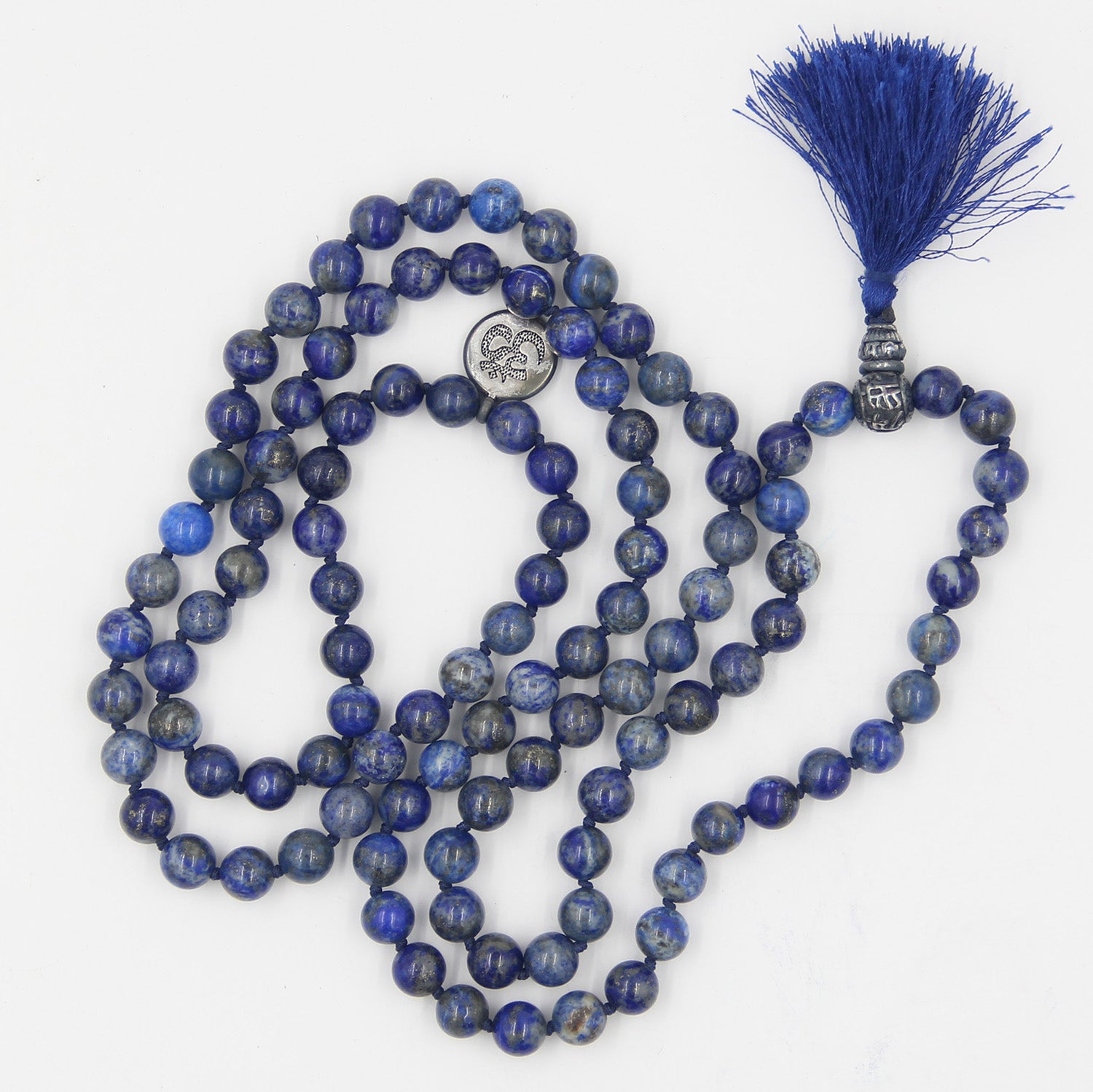 Gemstone OM Charm 108 Beads Prayer Mala With Box - DharmaObjects