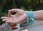 Turquoise 108 Bead Meditation Mala | Om Mani Padme Hum Prayer Beads | Buddhist Gemstone Japa Mala | Yoga Spiritual Necklace - DharmaObjects