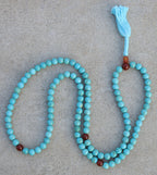 Tibetan Turquoise Mala 108 Beads –  with Carnelian Markers & Guru Bead