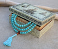Tibetan Turquoise Mala 108 Beads –  with Carnelian Markers & Guru Bead
