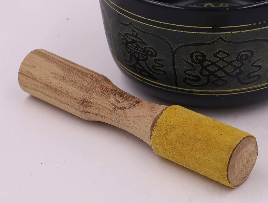 Tibetan Hard Wood Easy Play Singing Bowl Leather-Wrapped Striker, Mallet - DharmaObjects