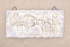 Tibetan Hand Carved Wooden Om Mani Padme Hum Mantra Plaque Wall Decoration - DharmaObjects