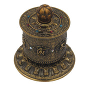 Prayer Wheel Premium Quality Solid Brass Heavy Duty Table Top (Medium) - DharmaObjects