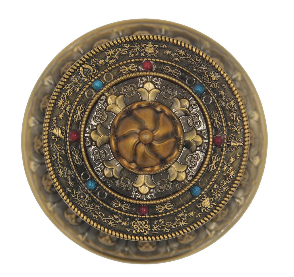 Prayer Wheel Premium Quality Solid Brass Heavy Duty Table Top (Medium) - DharmaObjects