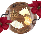 Rustic Round Wooden Serving Tray With Handle Perfect for Platter, Wine, Tea , Coffee, Planters