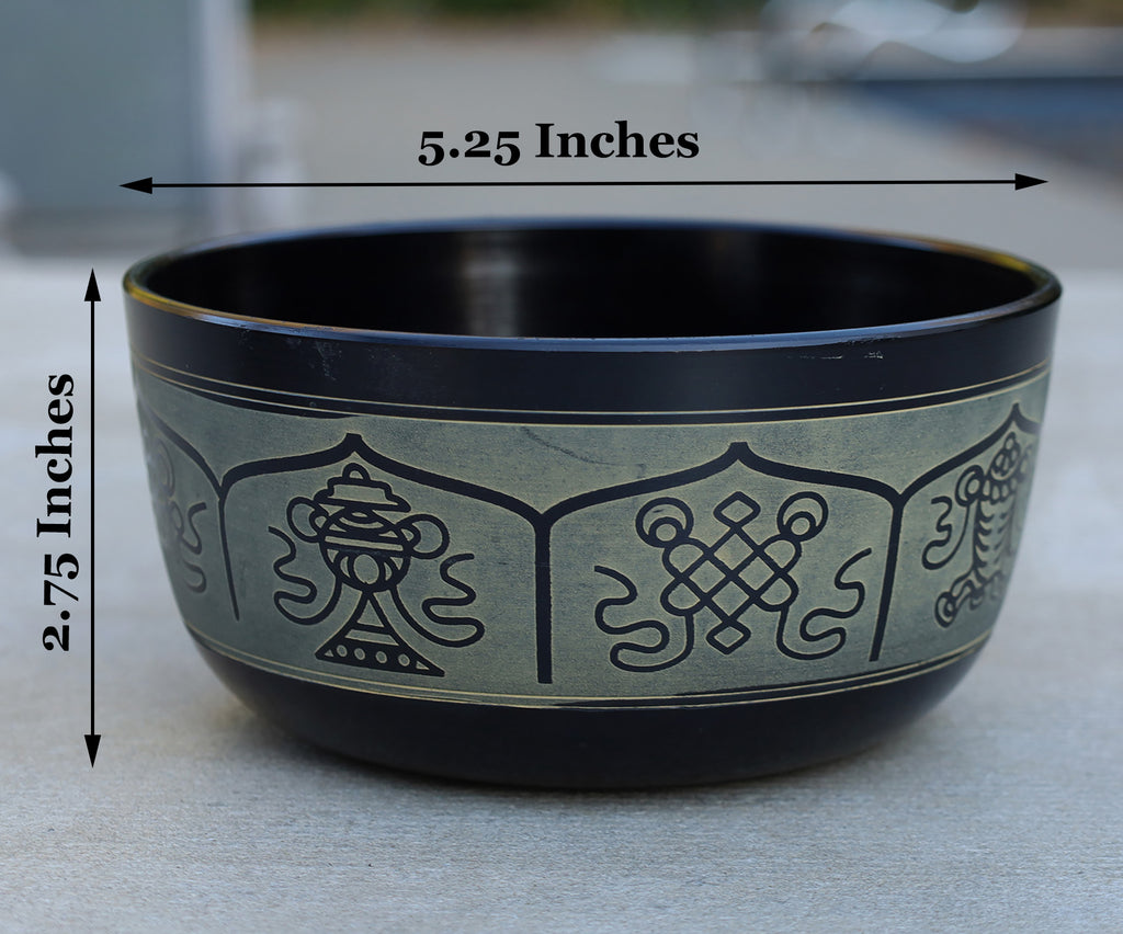 Handcrafted Tibetan Meditation Singing Bowl Set | Etched Sound Bowl for Yoga, Reiki & Mindfulness - DharmaObjects