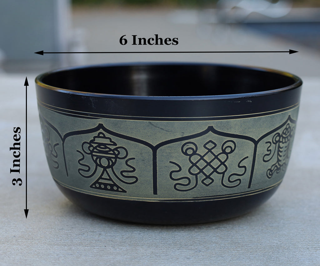 Handcrafted Tibetan Meditation Singing Bowl Set | Etched Sound Bowl for Yoga, Reiki & Mindfulness - DharmaObjects