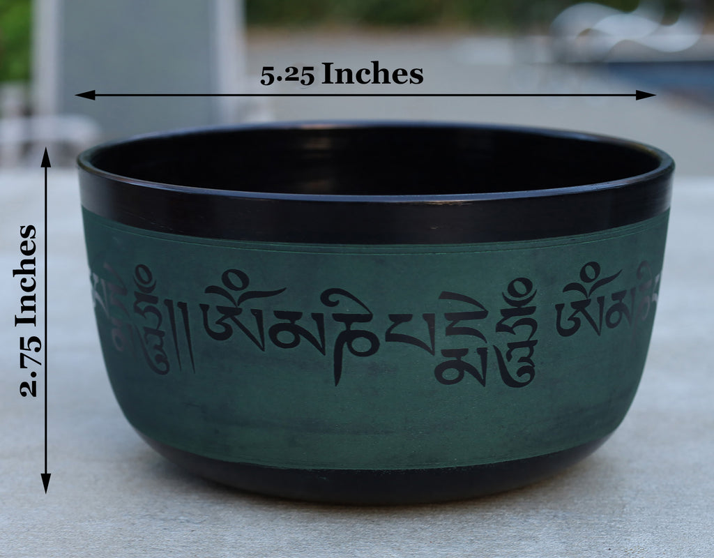 Tibetan Singing Bowl Complete Set Buddhist Om Mani Mantra With Mallet and Cushion ~ For Meditation, Chakra Healing, Prayer, Yoga - DharmaObjects