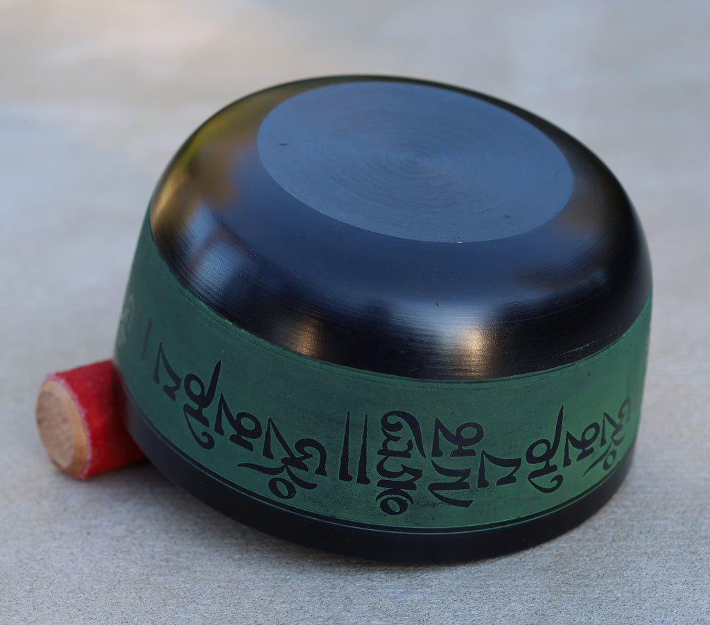Tibetan Singing Bowl Complete Set Buddhist Om Mani Mantra With Mallet and Cushion ~ For Meditation, Chakra Healing, Prayer, Yoga - DharmaObjects