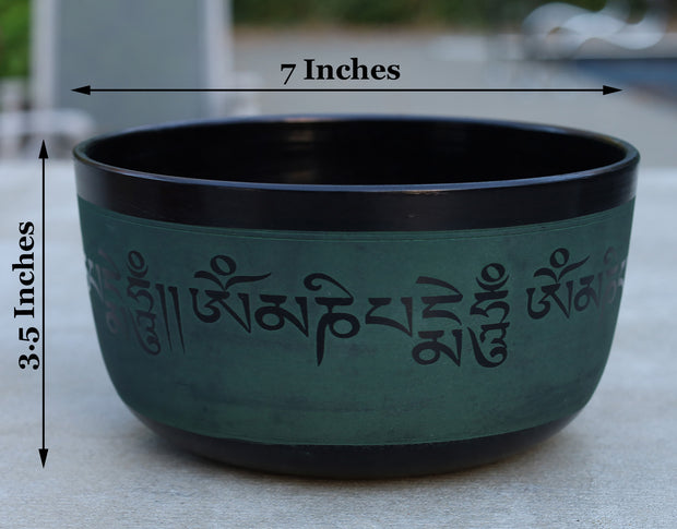 Tibetan Singing Bowl Complete Set Buddhist Om Mani Mantra With Mallet and Cushion ~ For Meditation, Chakra Healing, Prayer, Yoga