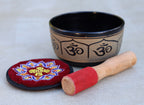 Tibetan Singing Bowl Complete Set Hindu Yoga OM With Mallet and Cushion ~ For Meditation, Chakra Healing, Prayer, Yoga