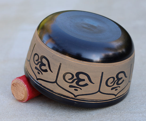 Tibetan Singing Bowl Complete Set Hindu Yoga OM With Mallet and Cushion ~ For Meditation, Chakra Healing, Prayer, Yoga