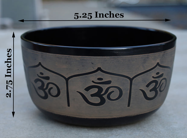 Tibetan Singing Bowl Complete Set Hindu Yoga OM With Mallet and Cushion ~ For Meditation, Chakra Healing, Prayer, Yoga