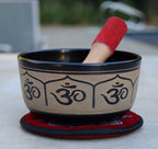 Tibetan Singing Bowl Complete Set Hindu Yoga OM With Mallet and Cushion ~ For Meditation, Chakra Healing, Prayer, Yoga