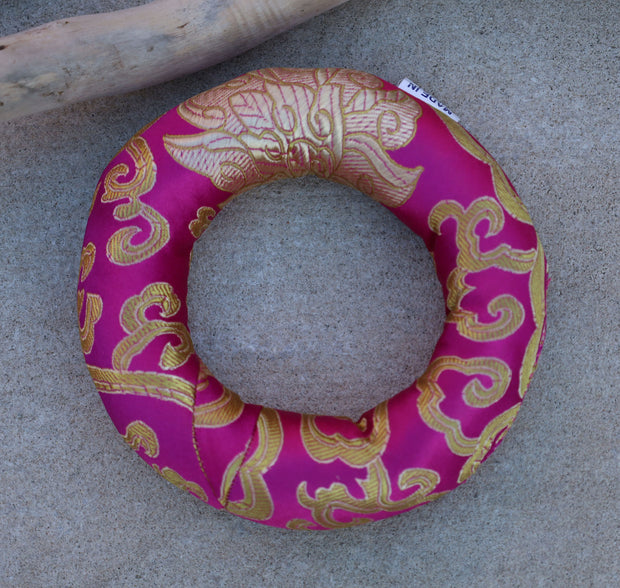 Silk Brocade Ring Cushion Pillow for Tibetan Singing Bowl Hand Made Nepal (Pink)