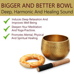 Tibetan 5.5" Pro Deep Meditation Singing Bowl Complete Set ~ Yoga, Mindfulness, Spiritual & Chakra Healing ~ - DharmaObjects