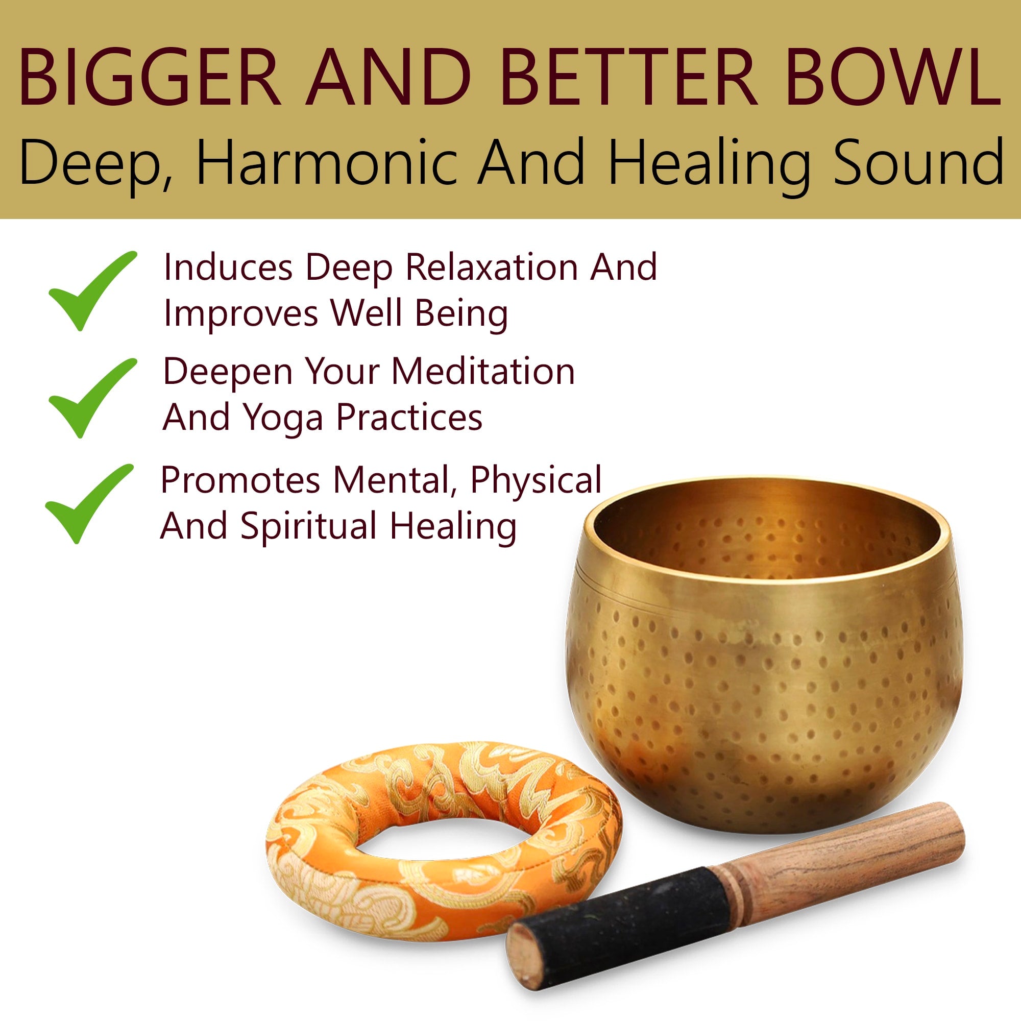 Tibetan 5.5" Pro Deep Meditation Singing Bowl Complete Set ~ Yoga, Mindfulness, Spiritual & Chakra Healing ~ - DharmaObjects