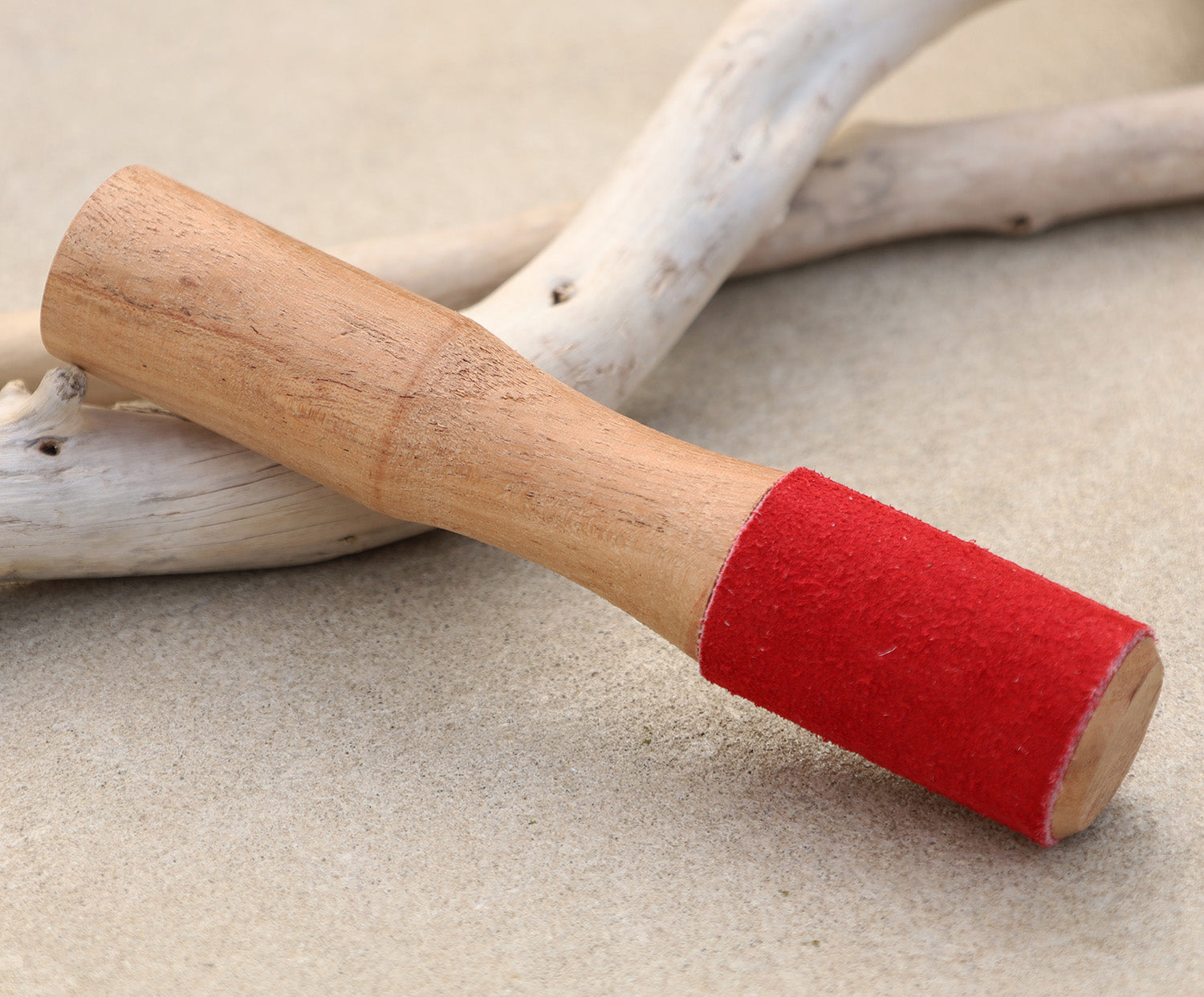 Tibetan Hand Carved Easy Play Suede 2 In 1 Wooden Singing Bowl Striker Beater Mallet