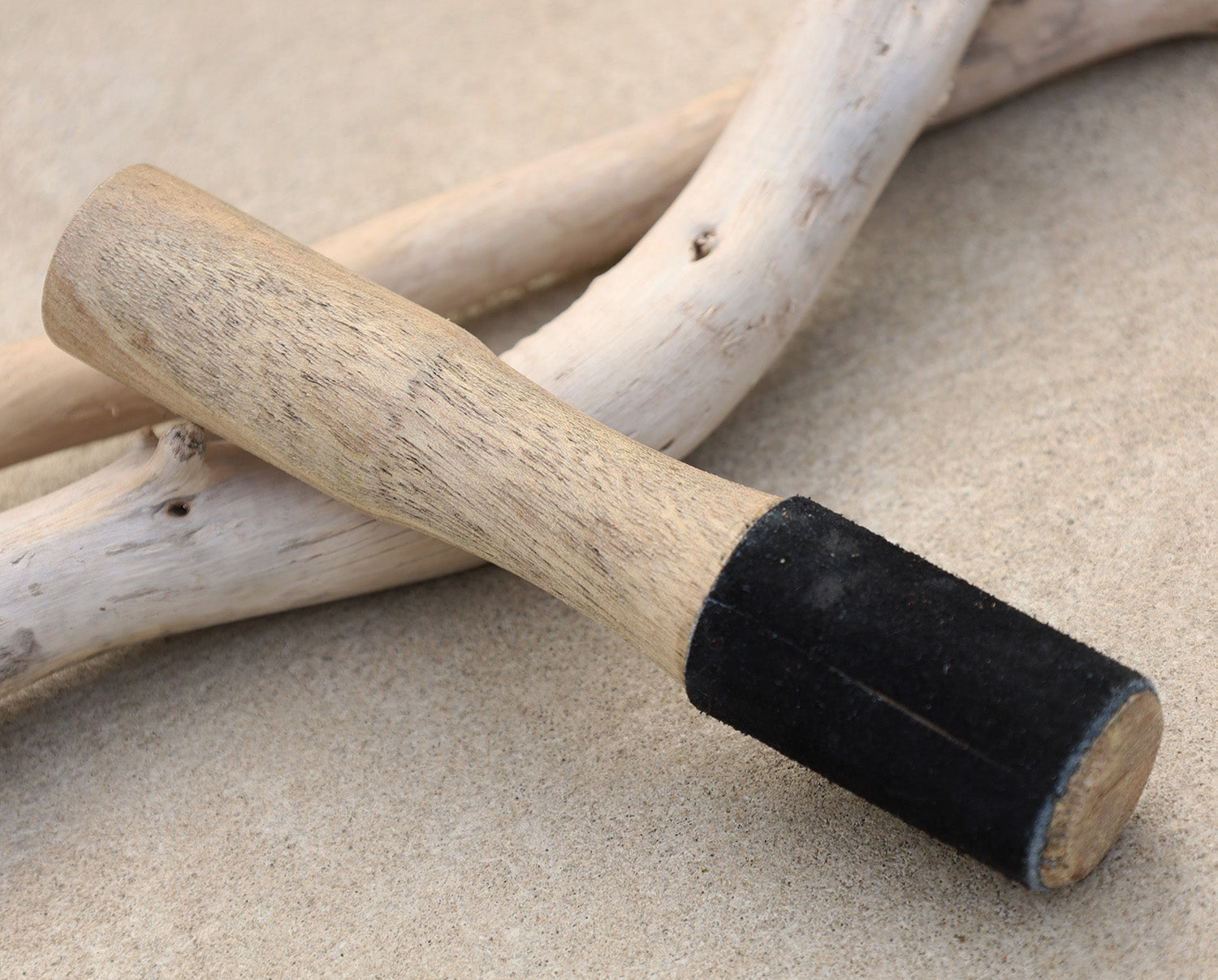 Tibetan Hand Carved Easy Play Suede 2 In 1 Wooden Singing Bowl Striker Beater Mallet