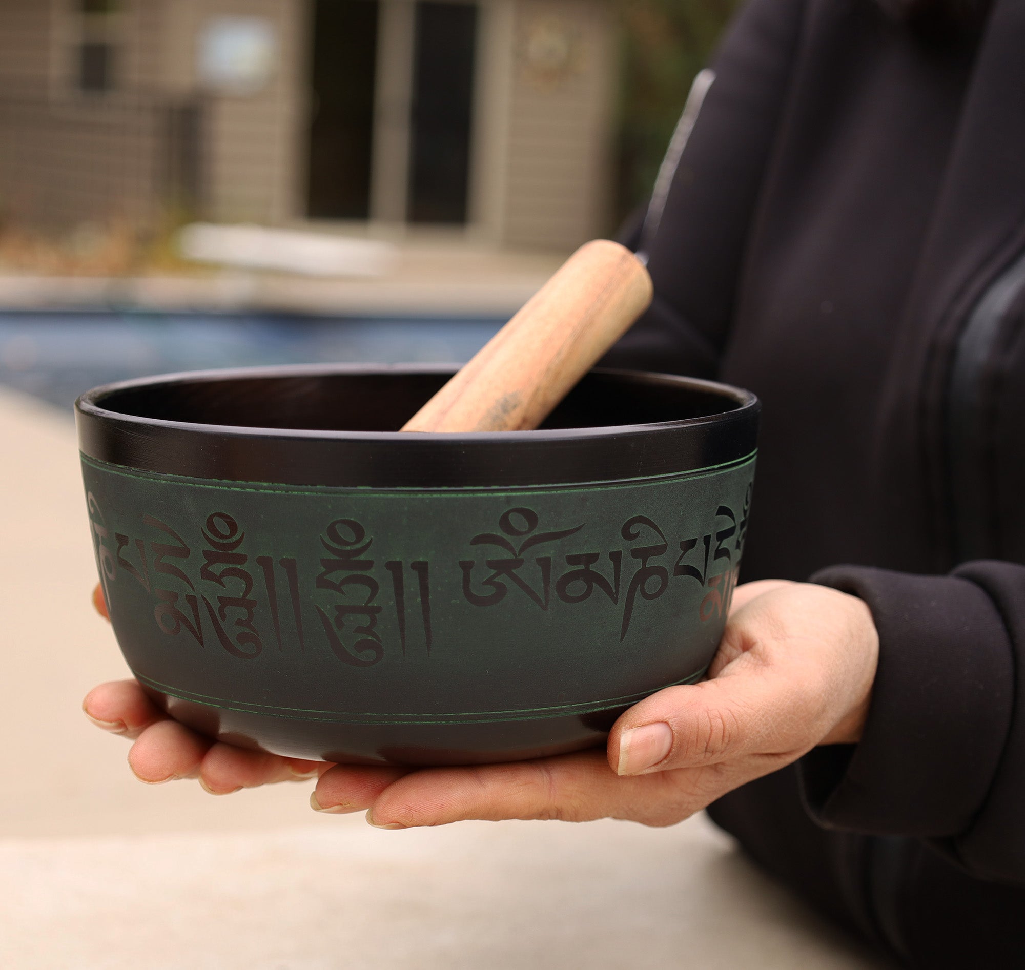 Tibetan Singing Bowl Complete Set Buddhist Om Mani Mantra With Mallet and Cushion ~ For Meditation, Chakra Healing, Prayer, Yoga - DharmaObjects