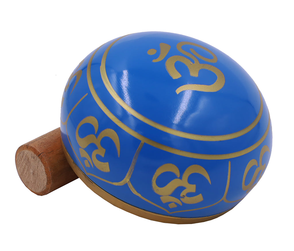 Tibetan OM Singing Bowl Set ~ With Mallet, Brocade Cushion & Carry Bag ~ For Meditation, Chakra Healing, Prayer, Yoga (OM, Turquoise) - DharmaObjects