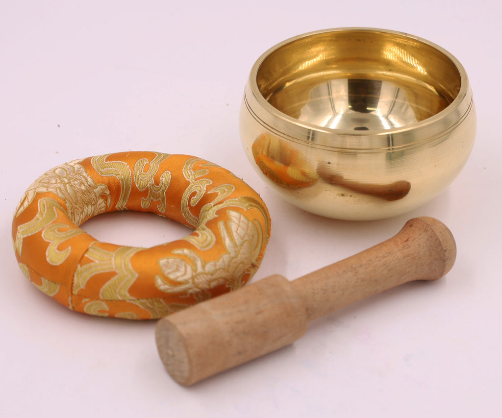 Tibetan Ring Gong Singing Bowl Complete Set ~ With Mallet and Donut Cushion~ For Meditation, Chakra Healing, Prayer, Yoga - DharmaObjects