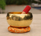 Tibetan Extra Large Heavy Meditation Ring Gong Singing Bowl With Mallet and Silk Cushion - DharmaObjects