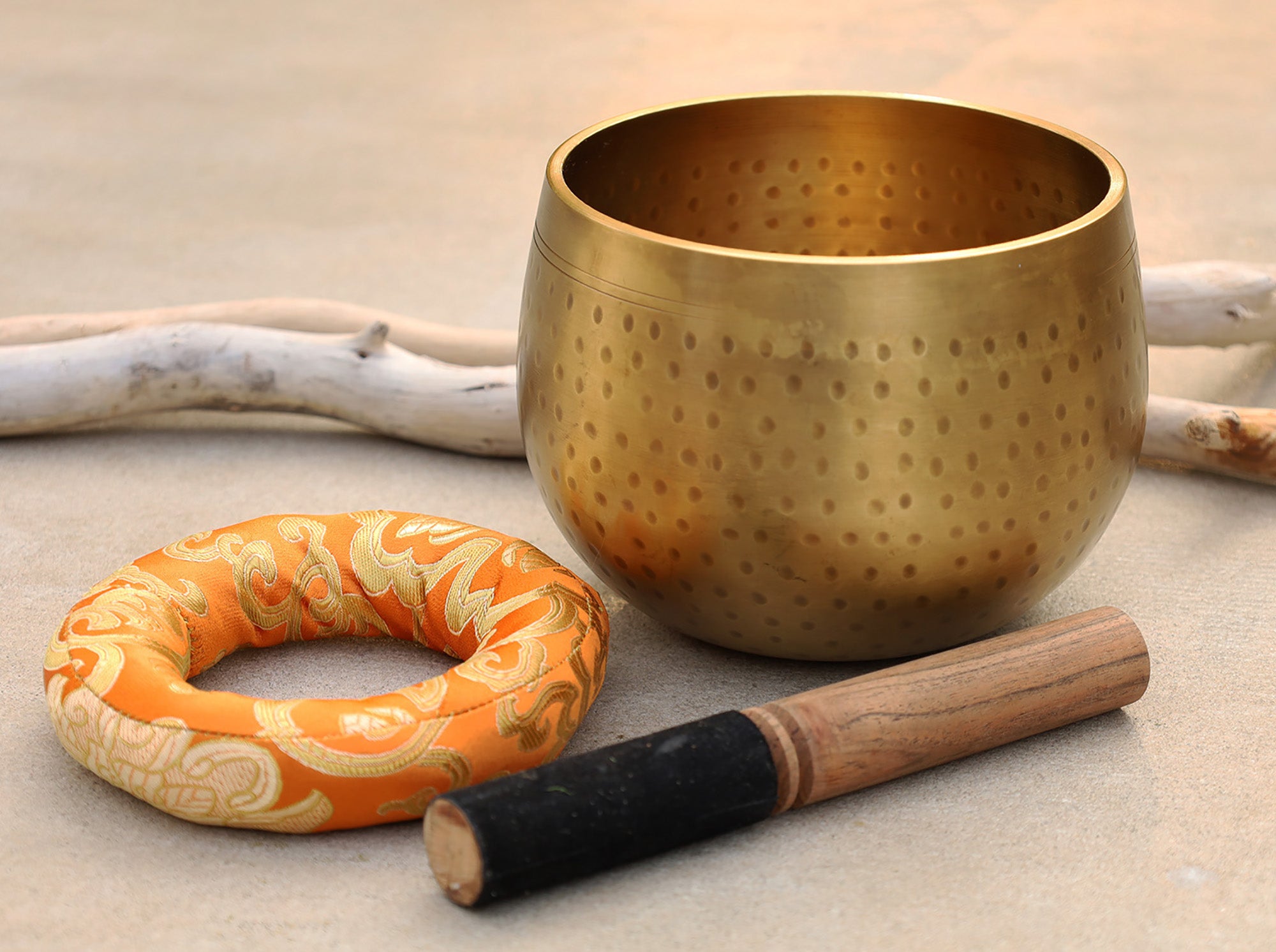 Tibetan 5.5" Pro Deep Meditation Singing Bowl Complete Set ~ Yoga, Mindfulness, Spiritual & Chakra Healing ~ - DharmaObjects