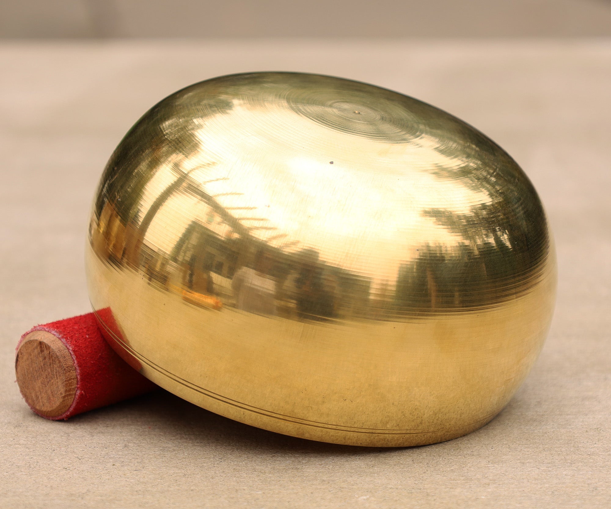 Tibetan Extra Large Heavy Meditation Ring Gong Singing Bowl With Mallet and Silk Cushion - DharmaObjects