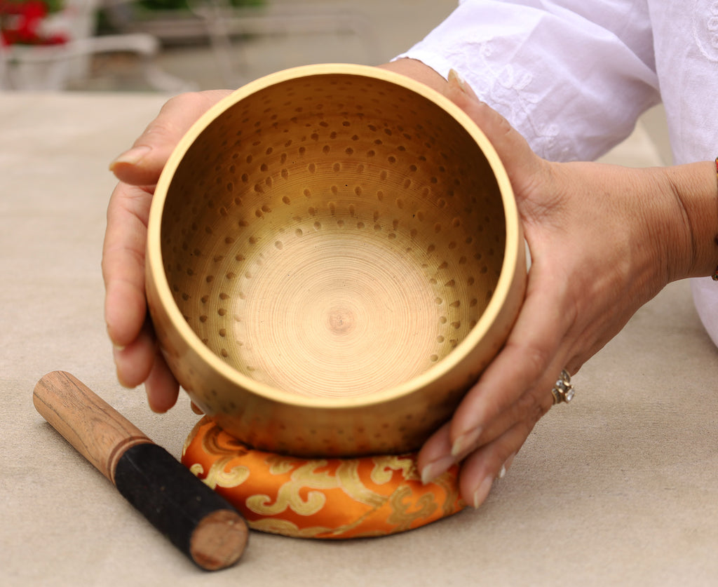 Tibetan 5.5" Pro Deep Meditation Singing Bowl Complete Set ~ Yoga, Mindfulness, Spiritual & Chakra Healing ~ - DharmaObjects