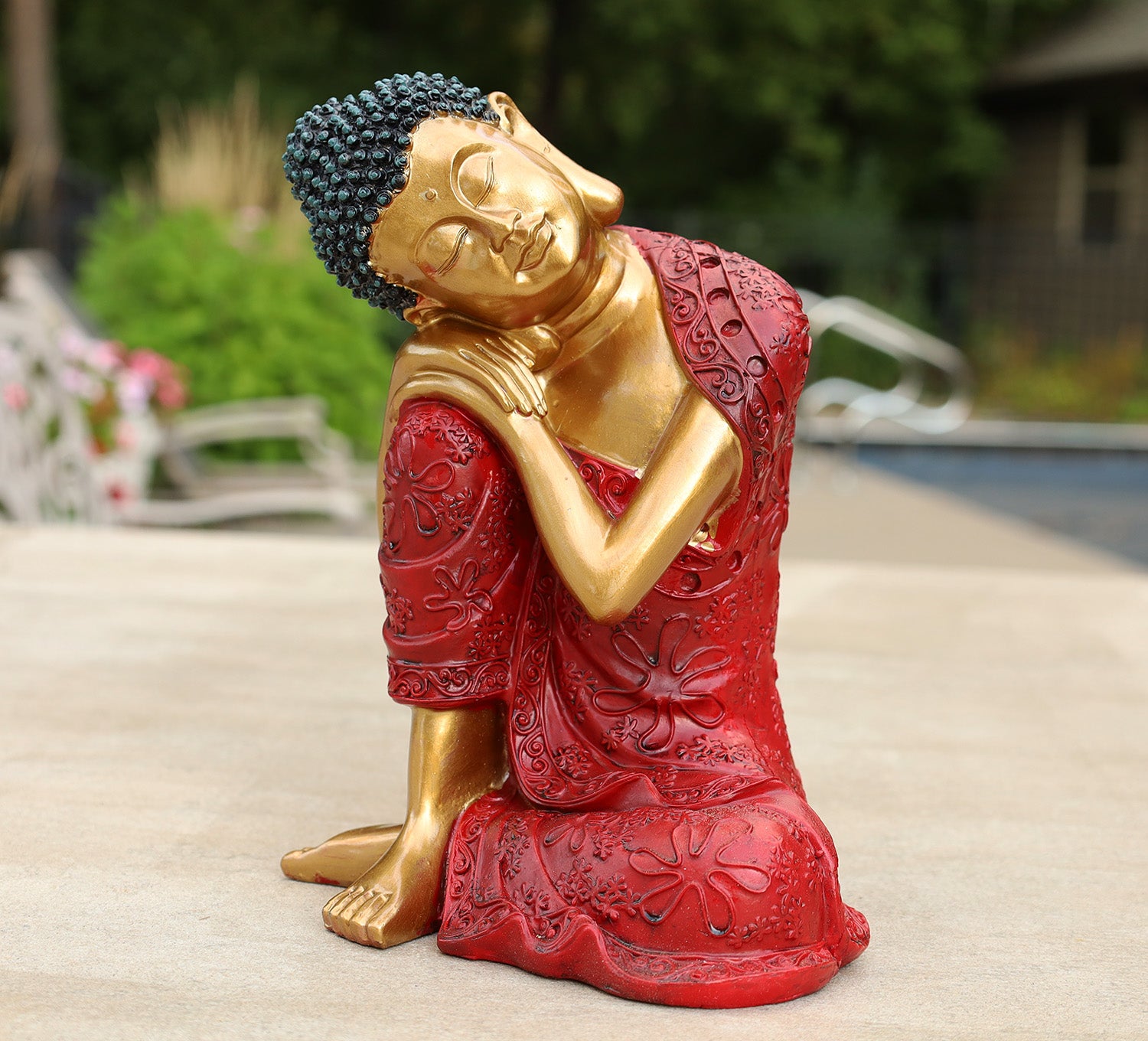 Napping Buddha Statue Asian Art Decor Cold Cast - DharmaObjects