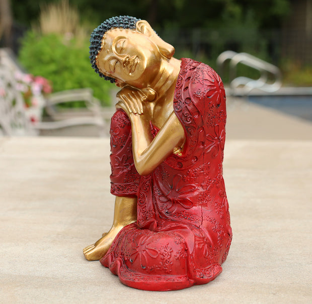 Napping Buddha Statue Asian Art Decor Cold Cast