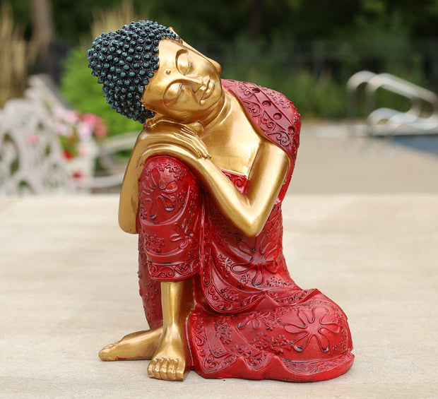 Napping Buddha Statue Asian Art Decor Cold Cast