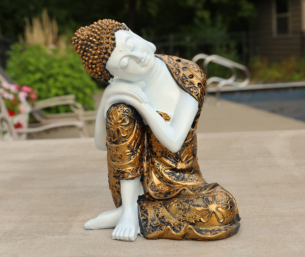 Napping Buddha Statue Asian Art Decor Cold Cast