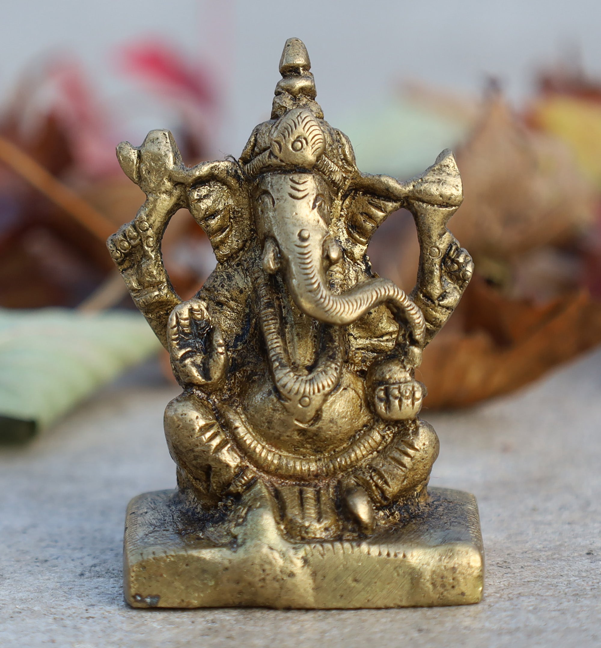Ganesh Ganesha Statue Hindu Elephant God of Success Solid Brass