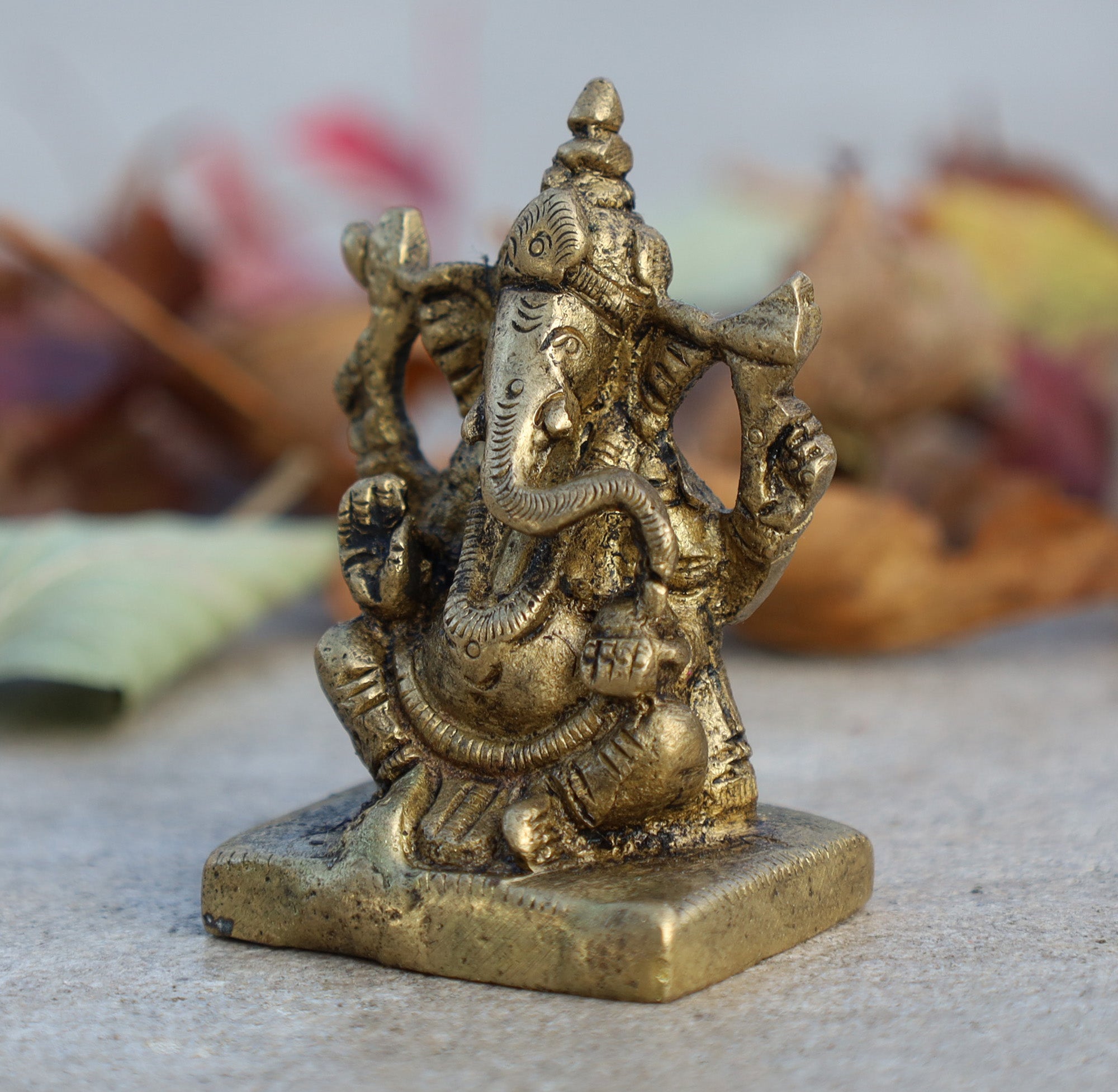 Ganesh Ganesha Statue Hindu Elephant God of Success Solid Brass