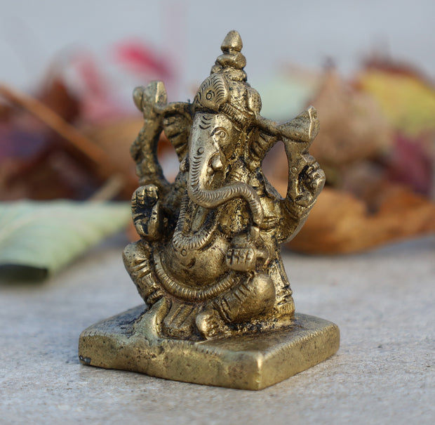 Ganesh Ganesha Statue Hindu Elephant God of Success Solid Brass