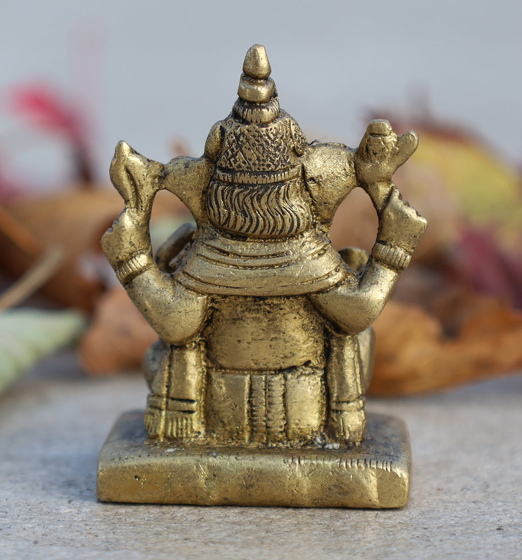Ganesh Ganesha Statue Hindu Elephant God of Success Solid Brass