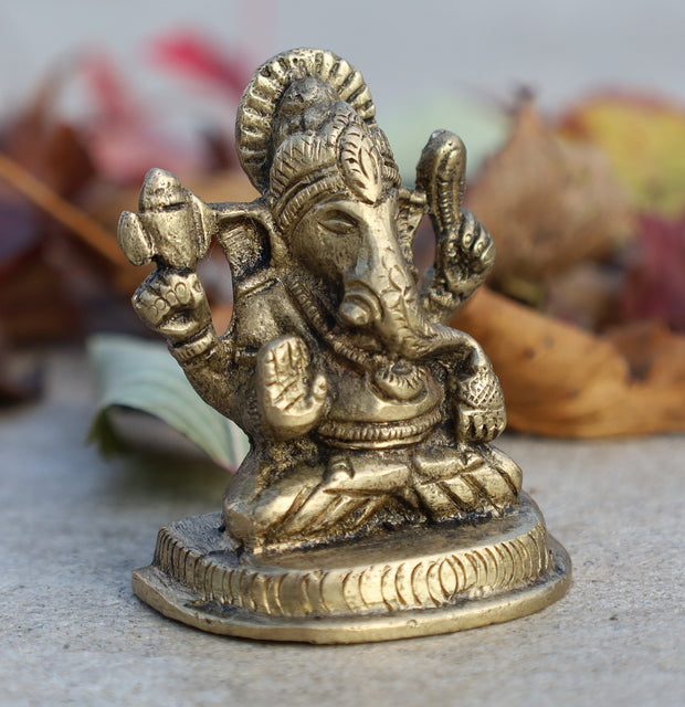 Ganesh Ganesha Statue Hindu Elephant God of Success Solid Brass