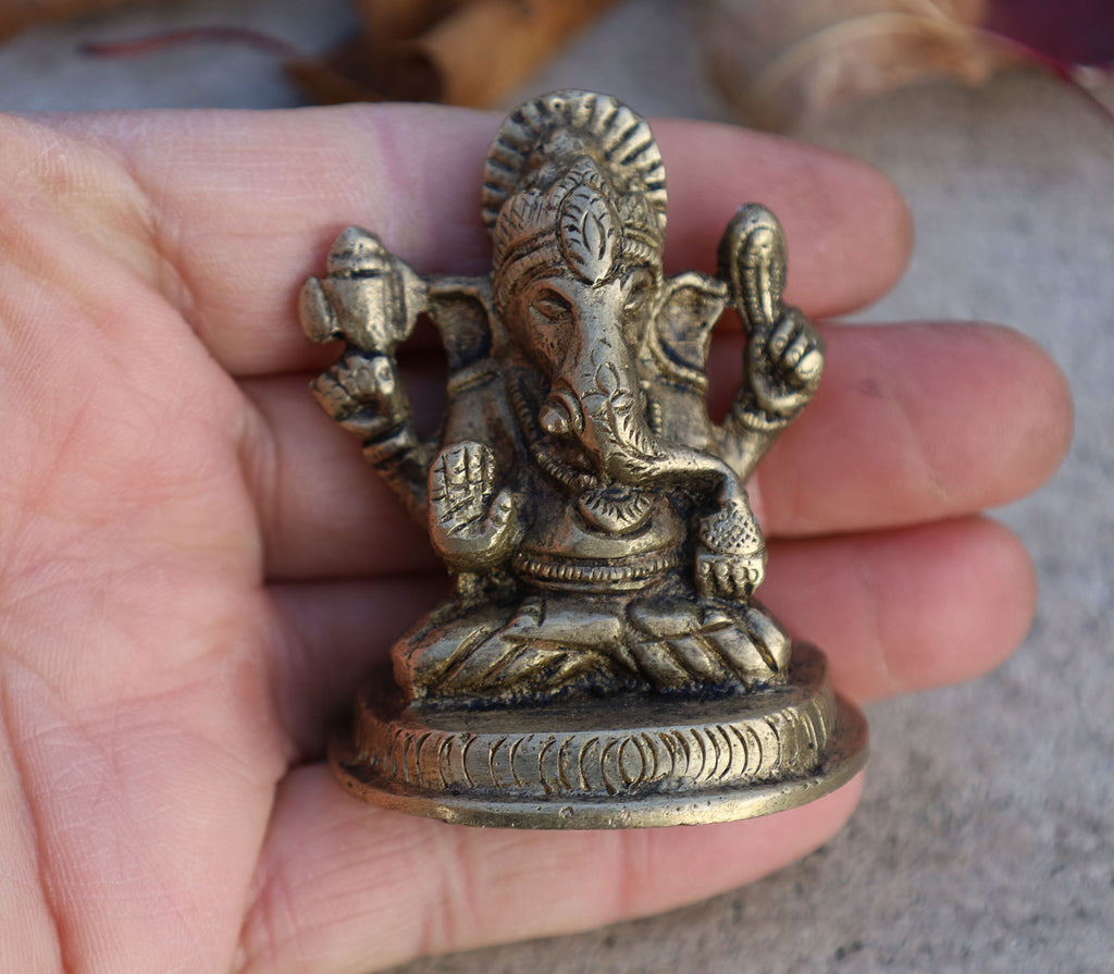 Ganesh Ganesha Statue Hindu Elephant God of Success Solid Brass