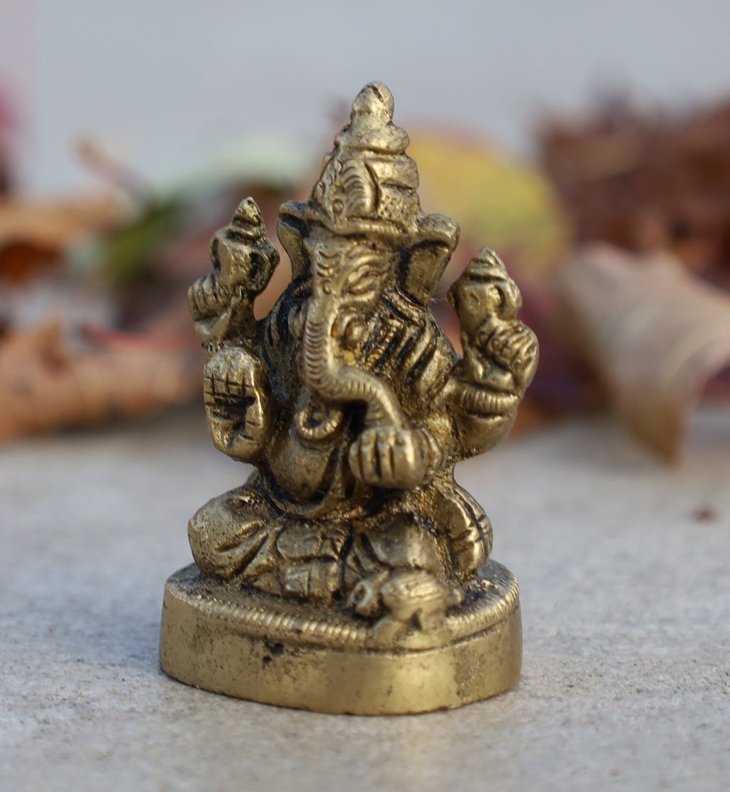 Ganesh Ganesha Ganpati Statue Hindu Elephant God of Success Solid Brass - DharmaObjects