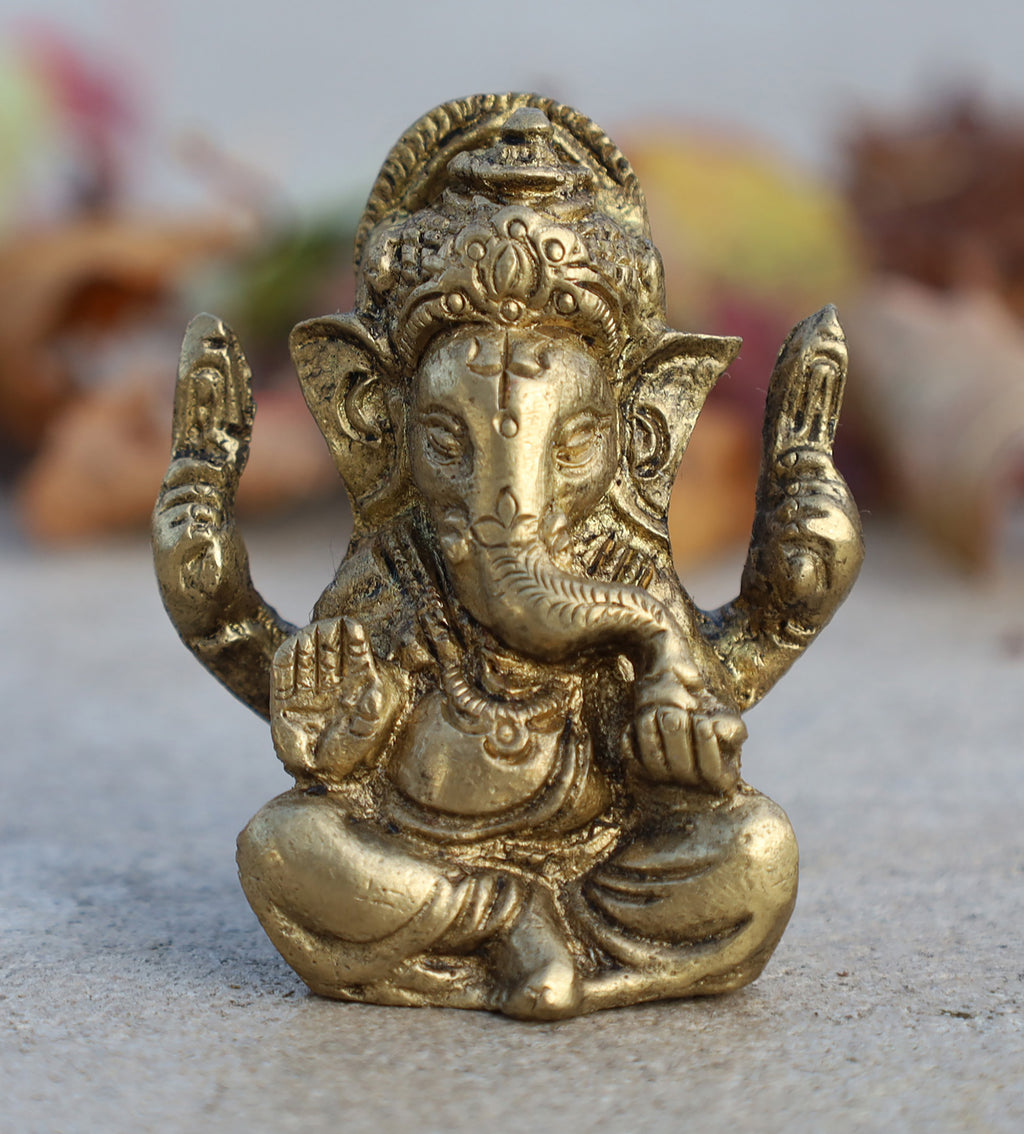 Ganesh Ganesha Statue Hindu Elephant God of Success Solid Brass