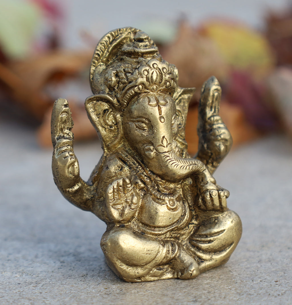 Ganesh Ganesha Statue Hindu Elephant God of Success Solid Brass