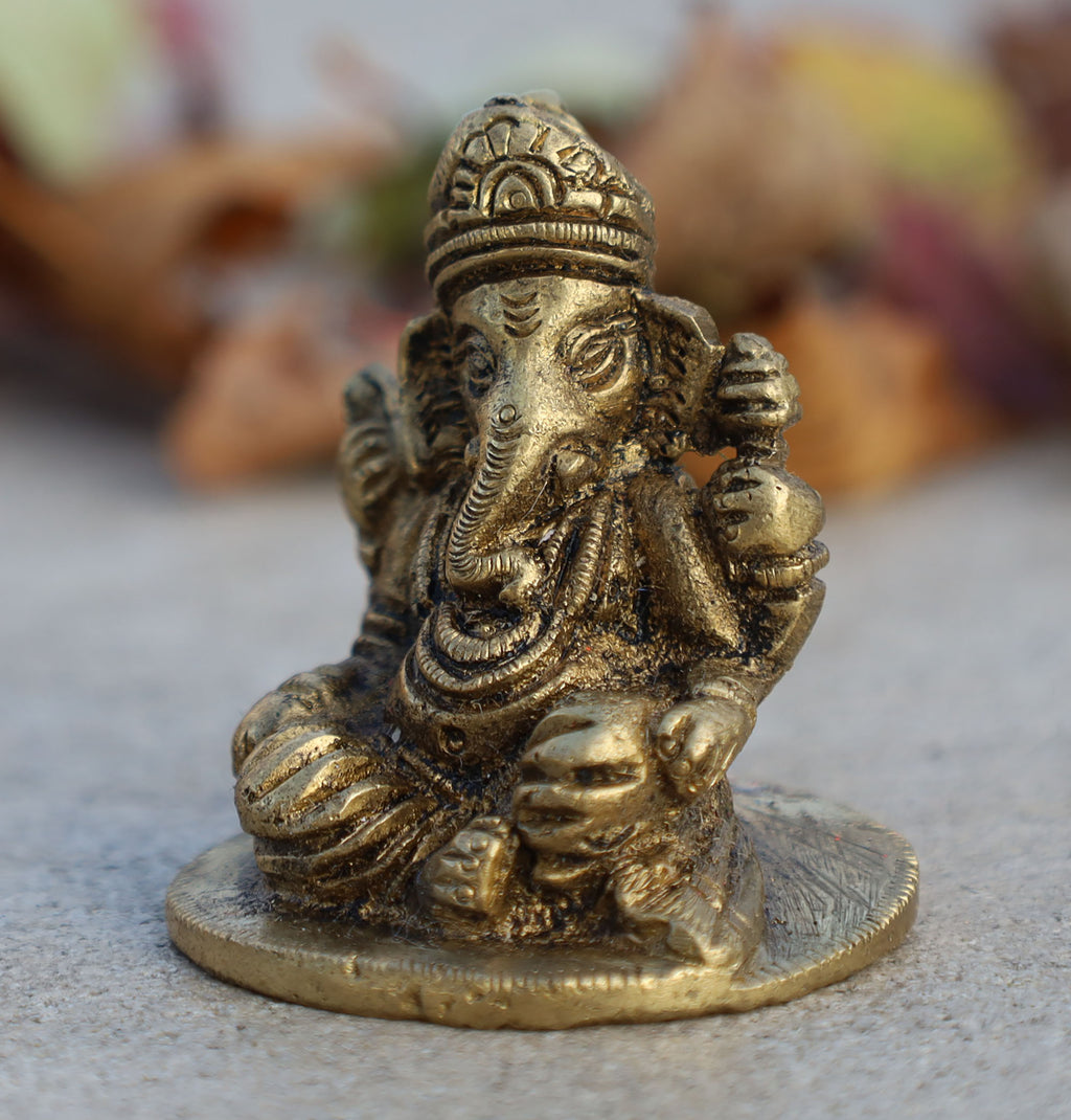 Ganesh Ganesha Ganpati Statue Hindu Elephant God of Success Solid Brass - DharmaObjects