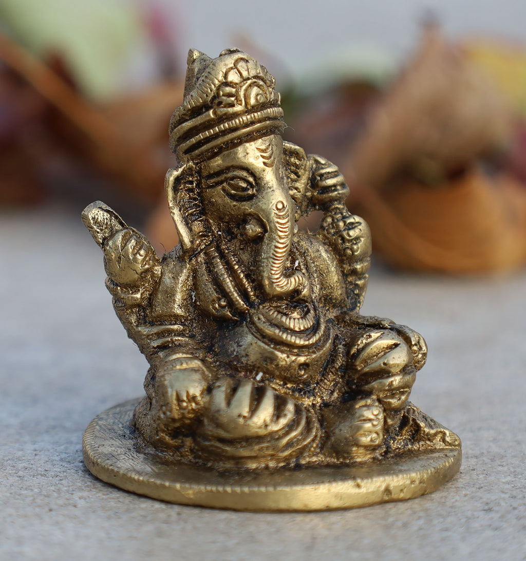Ganesh Ganesha Ganpati Statue Hindu Elephant God of Success Solid Brass - DharmaObjects
