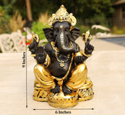 Ganesh Ganesha Statue Hindu Elephant God of Success Cold Cast Resin Gold Finish