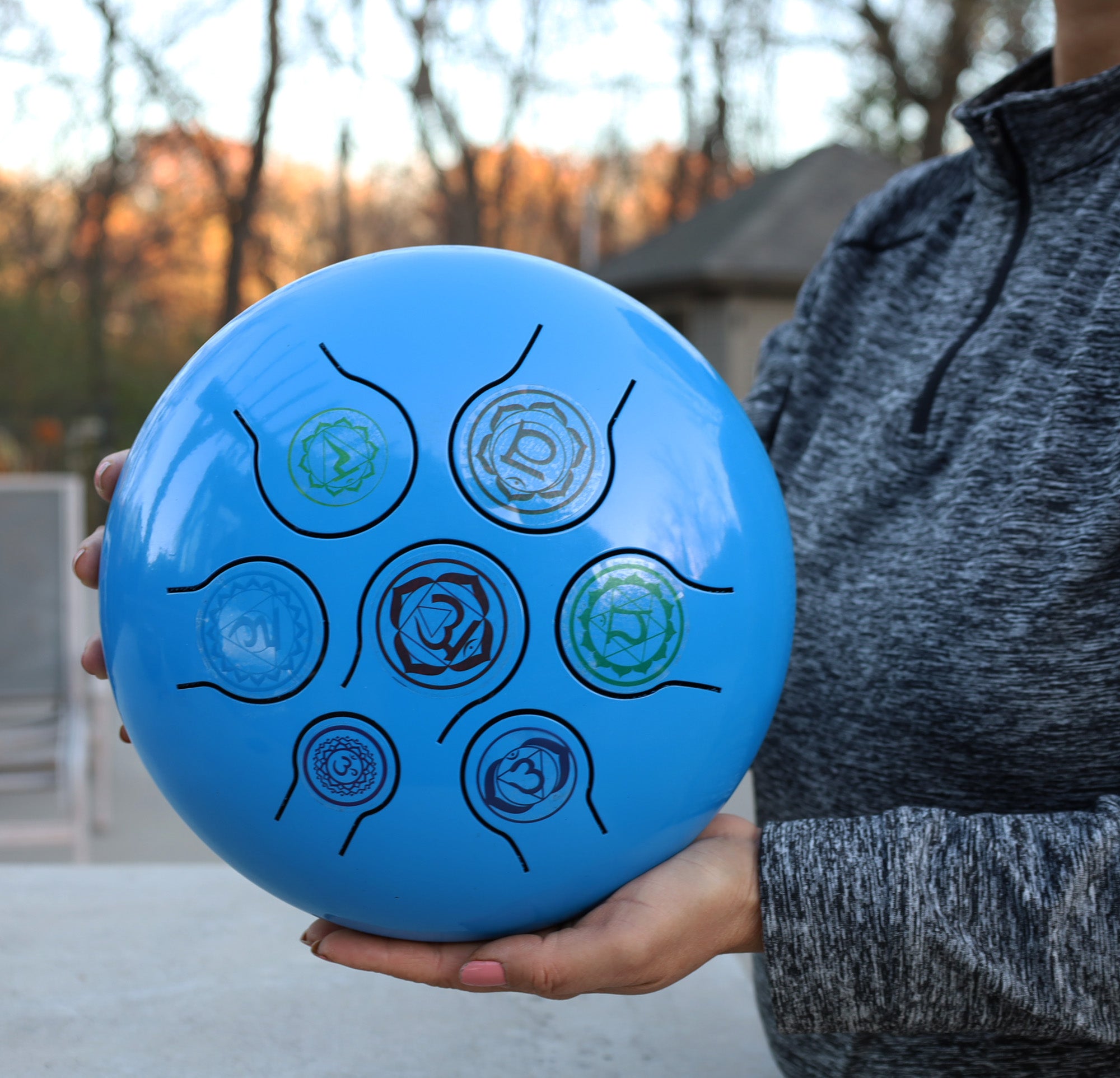 Chakra Steel Tongue Drum 10 Inches Tank Drum, Handpan Drum, Percussion with Padded Travel Bag and Mallets