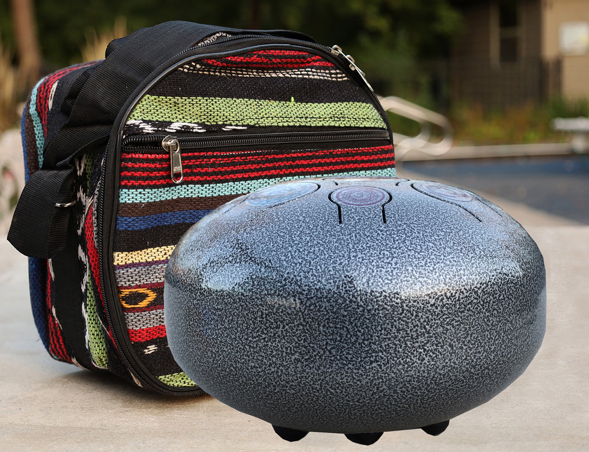 Chakra Steel Tongue Drum 10 Inches Tank Drum, Handpan Drum, Percussion with Padded Travel Bag and Mallets (Silver Gray)