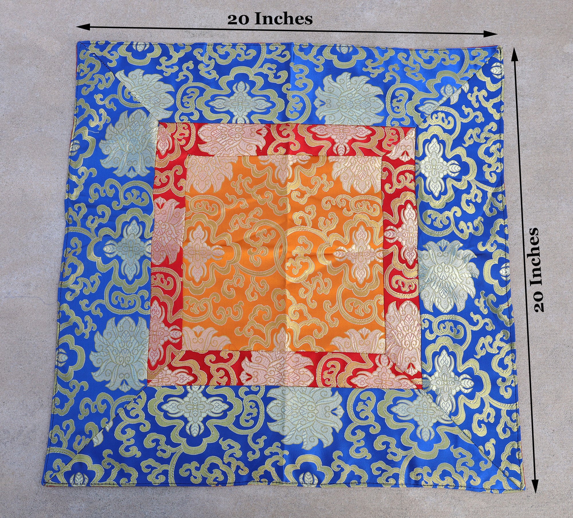 Tibetan Buddhist Lotus Silk Brocade Table Runner/Shrine Cover/Altar Cloth/Table Cover - DharmaObjects
