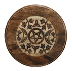 Hand Carved Wooden Round Meditation Table. Altar Table. Prayer Table. Puja. Shrine Table . Side or End Table 19 Inches High - DharmaObjects